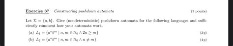 Solved Exercise 37 Constructing Pushdown Automata 7 Points Chegg