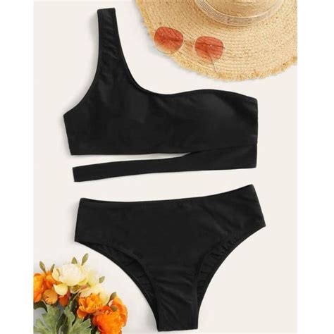 One Shoulder Bikini Cutout Two Piece Swimsuit Bathing Suit Beach Wear Lazada PH