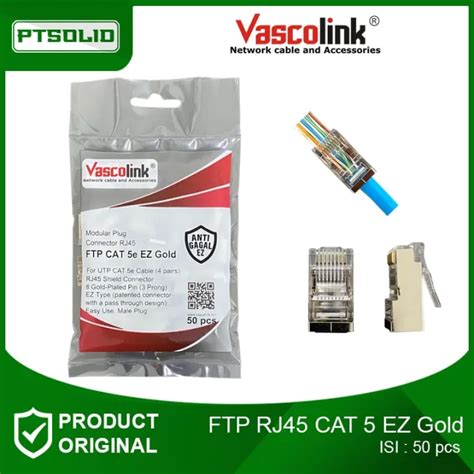 Vascolink Rj Connector Ftp Cat E Ez Gold Pin Isi Pcs Lazada