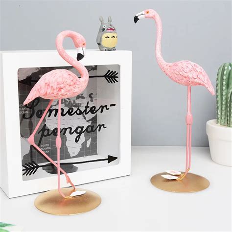 1 Piece Resin Pink Flamingo Home Decor Figure Gifts For Girl Ins Style