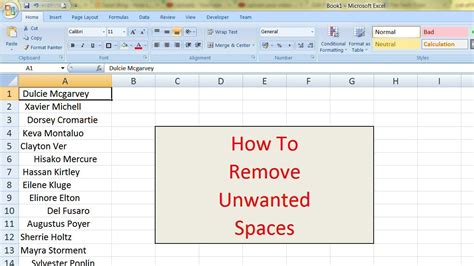 Removing Unwanted Spaces In Microsoft Excel Youtube