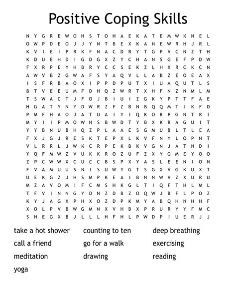 Coping Skills Word Search Printable Pdf