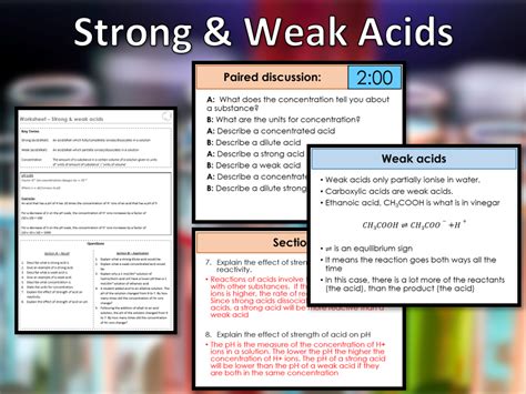 Strong And Weak Acids Lesson GCSE Chemistry Unit 4 Teaching Resources