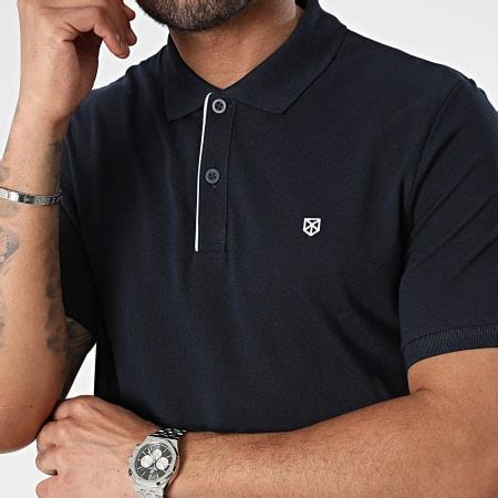 Jack And Jones Polo Manches Courtes Sainz Bleu Marine