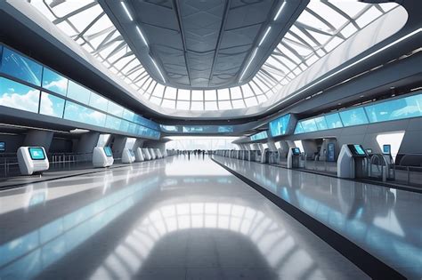 Premium Photo Futuristic Airport Terminal Mockup Seamlessly Integrate