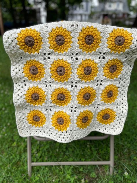 Sunflower Crochet Baby Blanket - Etsy