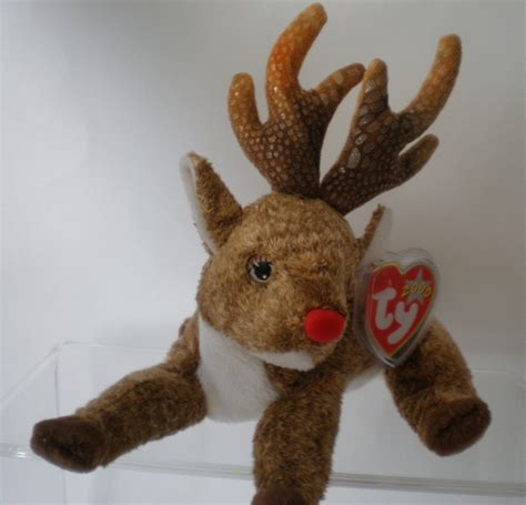 Mwmt Rare Ty Beanie Baby Roxie Red Nose And Black Nose Reindeer Retired