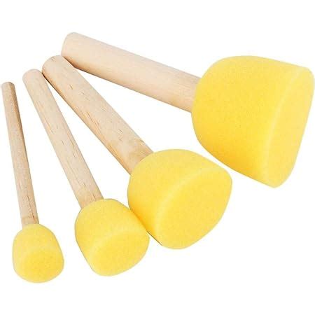 Amazon Ruwado 8 PCS Yellow Foam With Wooden Handle Painting Sponge