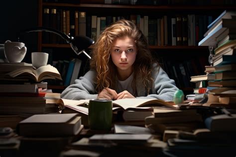 Premium Photo Photo Depict A Student Studying Late Into The Night