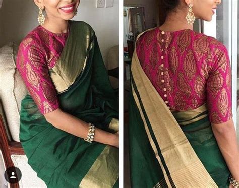 15 Chic Contrasting Blouse Colours To Wear With Green Sarees • Keep Me Stylish