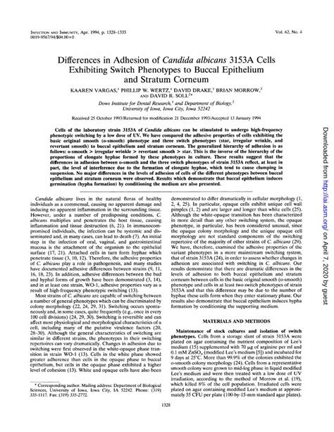 Pdf Differences Adhesion Of Candida Albicans 3153a Lium Or Stratum