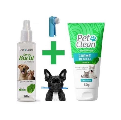 Kit Creme Dental Pet Clean Spray Bucal Pet Clean Escova De Dentes