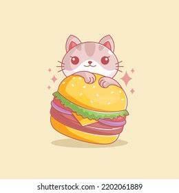 Cute Cat Eating Burgers Cartoon Stock Vector (Royalty Free) 2202061889 ...