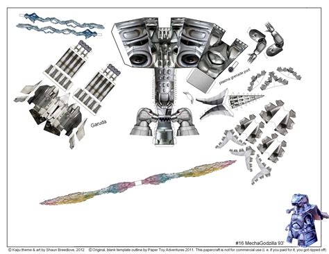 mechagodzilla 93 template | Papercraft templates, Dragon crafts, Paper ...