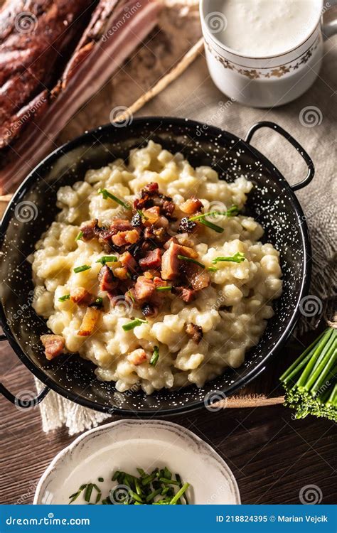 Halusky With Bryndza Sheep Cheese And Bacon Which Is Potato Dough