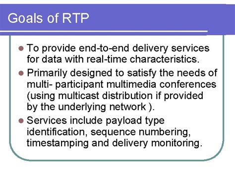 Rtp Realtime Transport Protocol Presentation By Richard Bourgault