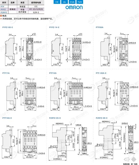 通用型继电器插座 欧姆龙 PTF系列 PYFZ系列 P2RFZ系列 常规型 手指防护罩型 嘉立创FA