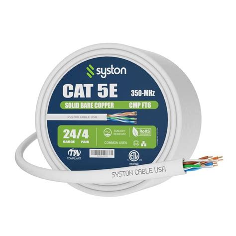 Syston Cable Technology 250 Ft White CMP CL3R Cat5e 350 MHz 24 AWG