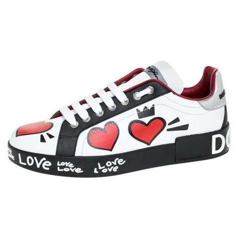 Dolce And Gabbana Multicolor Leather Portofino Heart Print Low Top Sneakers 37 At 1stdibs