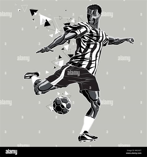 Soccer player with a graphic trail, black and white uniform. Vector ...