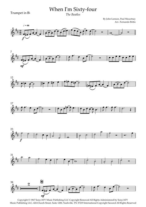 When I M Sixty Four Arr Fernando Britto By The Beatles Sheet Music