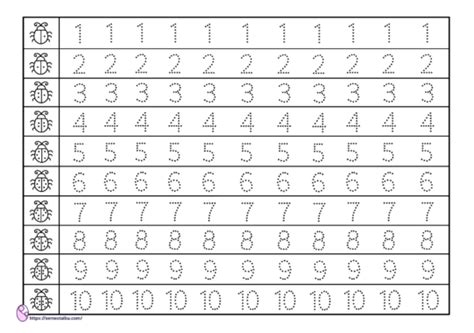 Belajar Menulis Menebalkan Angka 1 10 Lembar Kerja Tkpaud