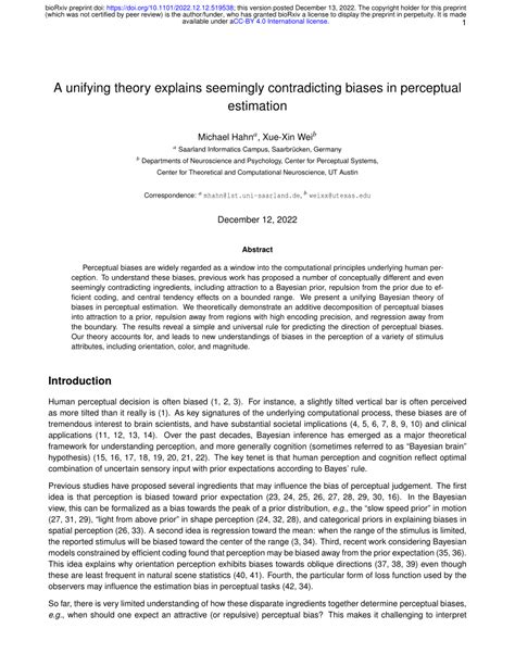 Pdf A Unifying Theory Explains Seemingly Contradicting Biases In