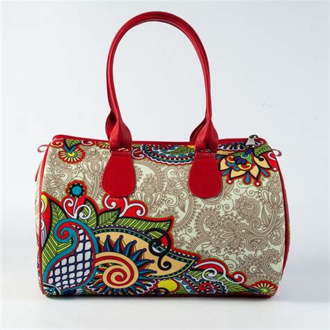 Floral Print Bag Bright Red Handbag Women Designer Handbag Etsy