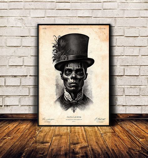 Papa Legba Portrait Dark Art Print Voodoo Gift Macabre Decor Gothic