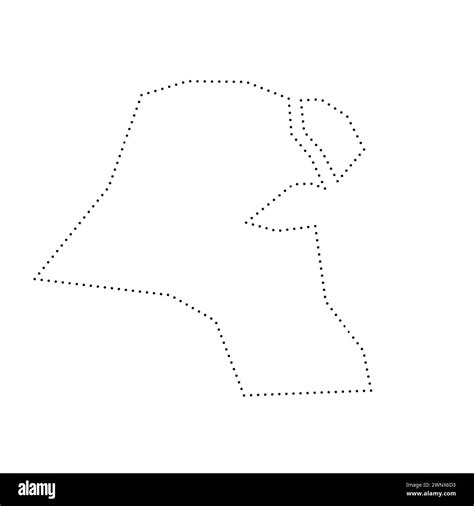 Kuwait country simplified map. Black dotted outline contour. Simple ...