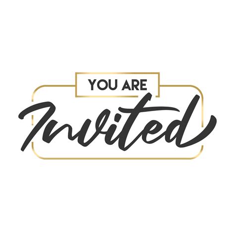 Youre Invited Calligraphy Text With Elegant Golden Frame Hand Drawn