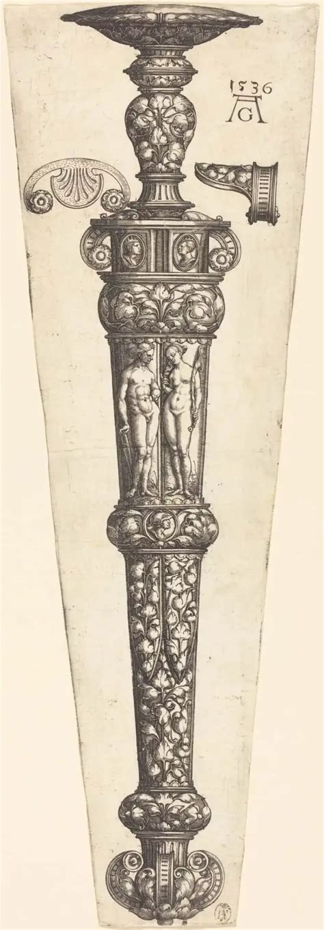 Heinrich Aldegrever Large Dagger Sheath With Nude Couple Picture Color Codes