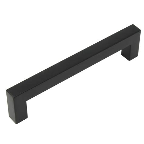 Flat Black Square Bar Cabinet Pulls 5 Hole Center 128mm Modern