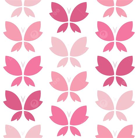 Pink Butterfly Vector Pattern On White Background Seamlessly Repeating