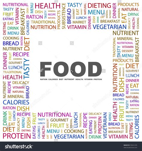 Food Word Collage On White Background Stock Vector (Royalty Free ...