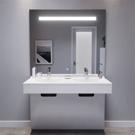 Meuble double vasque 120 cm EPURE adapté PMR Miroir LED Elegance