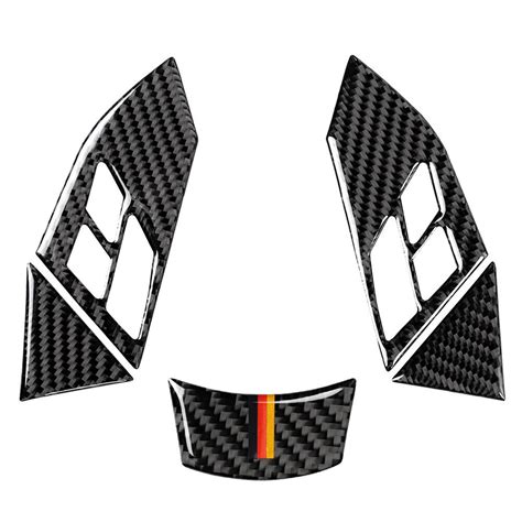 5 Pcs Carbon Fiber Look Steering Wheel Cover Trim For BMW 5 Series E60