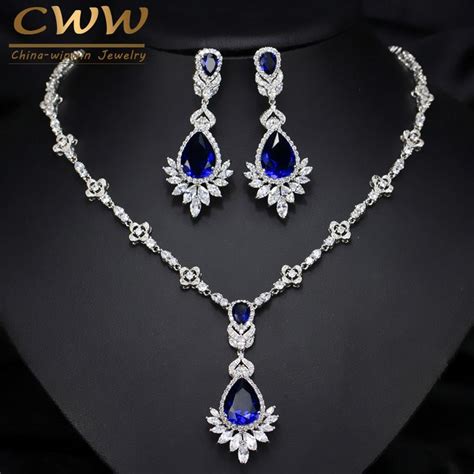 Hibride Super Nigeria Pcs Big Long Water Drop Necklace Cubic Zirconia