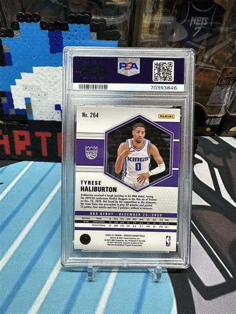 PSA 8 2021 Mosaic Basketball Tyrese Halliburton Silver Prizm NBA Debut