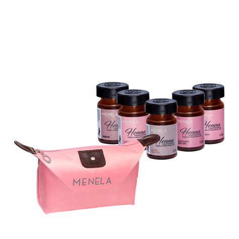 Combo Menela 5 Cores Necessaire Rosa Personalizada Henna Para