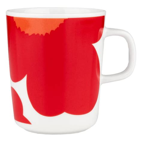 Marimekko Oiva Iso Unikko Th Anniversary Mug Dl White Red