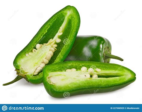 Pimentos De Jalapeno Fatiados Isolados Em Fundo Branco Pimenta Verde