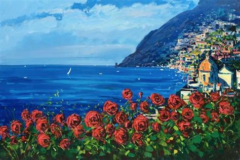 Positano Painting On Canvas Original Art Amalfi Coast Italy Etsy