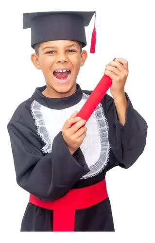 Beca De Formatura Para Infantil Completa Preto Vermelho