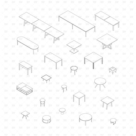 Isometric Furniture Chairs And Tables 54 Figures Studio Alternativi