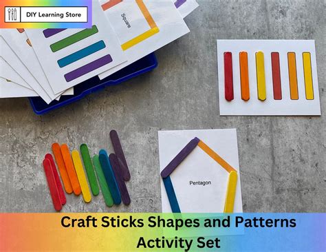 PDF Craft Sticks Shapes and Patterns Activity Cards Instant - Etsy