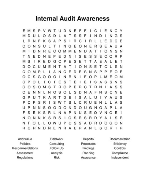 Internal Audit Awareness Word Search