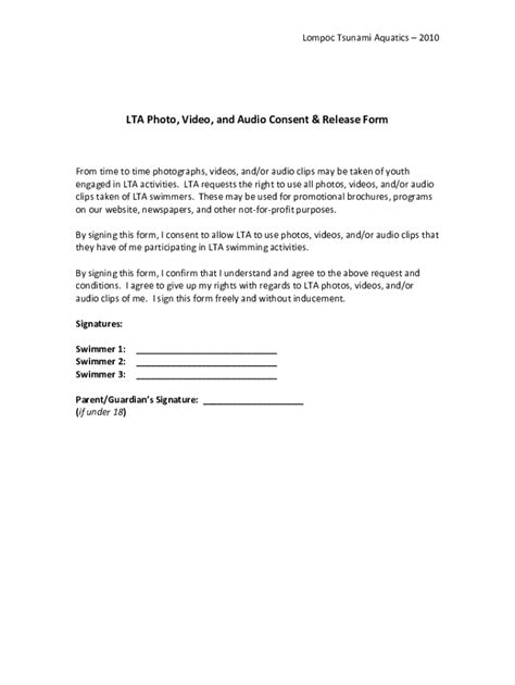 Fillable Online FST Photo Video And Audio Consent Release Form Fax