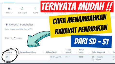 Cara Menambahkan Riwayat Pendidikan S1 Dapodik 2023 YouTube