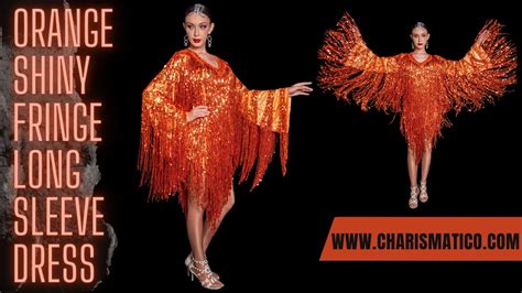 Charismatico Orange Shiny Fringe Long Sleeve Dress Youtube